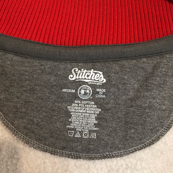 Vintage Anaheim Angels Stitches Red Gray MLB Fleece Baseball Sweatshirt Jacket M - Picture 15 of 16